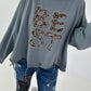 Oversized Sweatshirt mit aufwendigen Details - grau