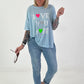 Fine Knit T-Shirt Love - Light Blue