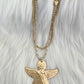 Necklace with angel pendant - beige-gold
