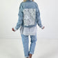 Spijkerjas, model "Wildflower" - denim-wit