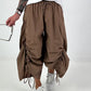 Balloon trousers with gathering seams - chocolate