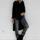 Hemdbluse mit Strukturstreifen - schwarz