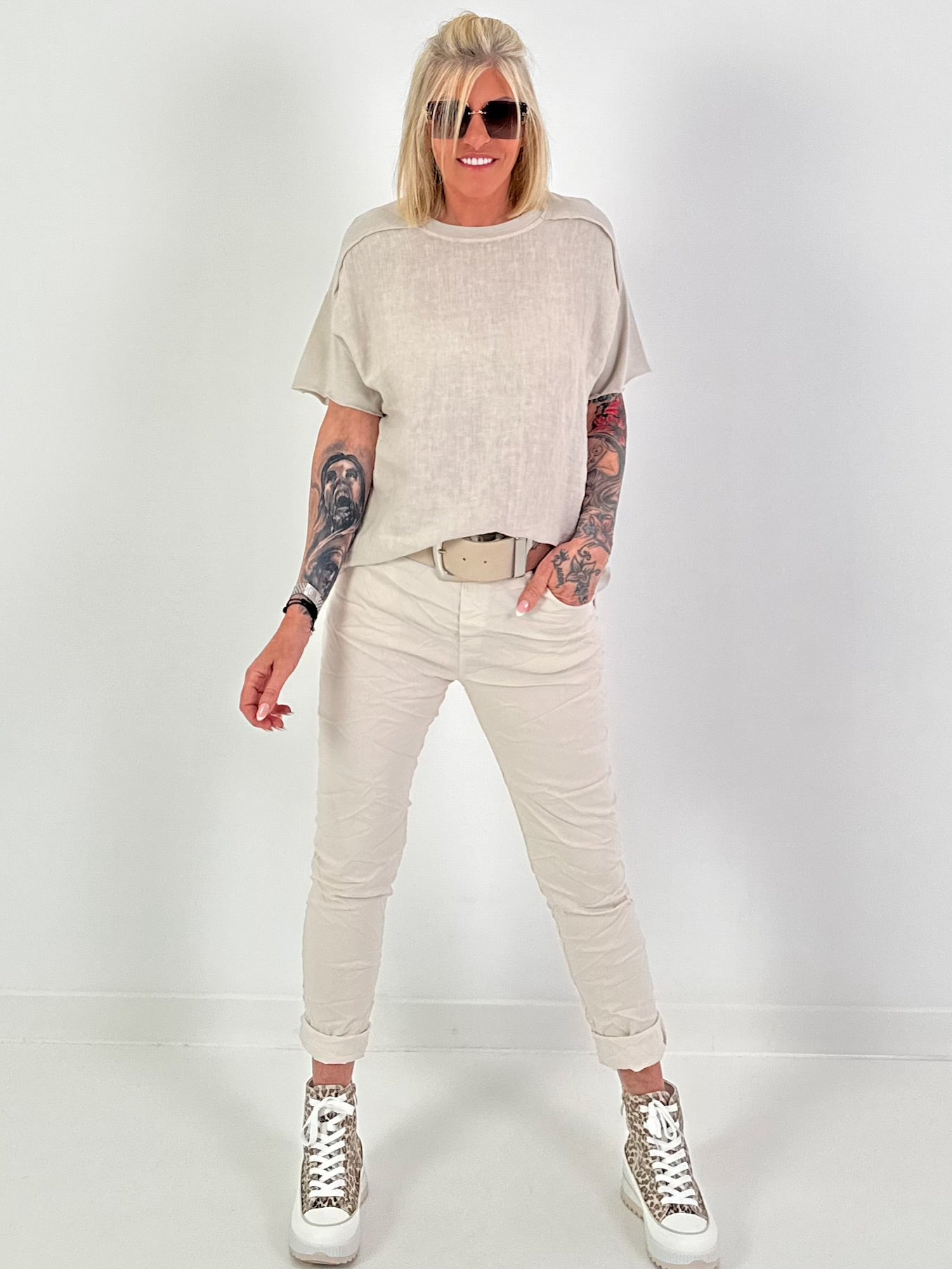 Linen T-shirt - beige