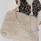 Felltasche mit funkelnden Details - beige