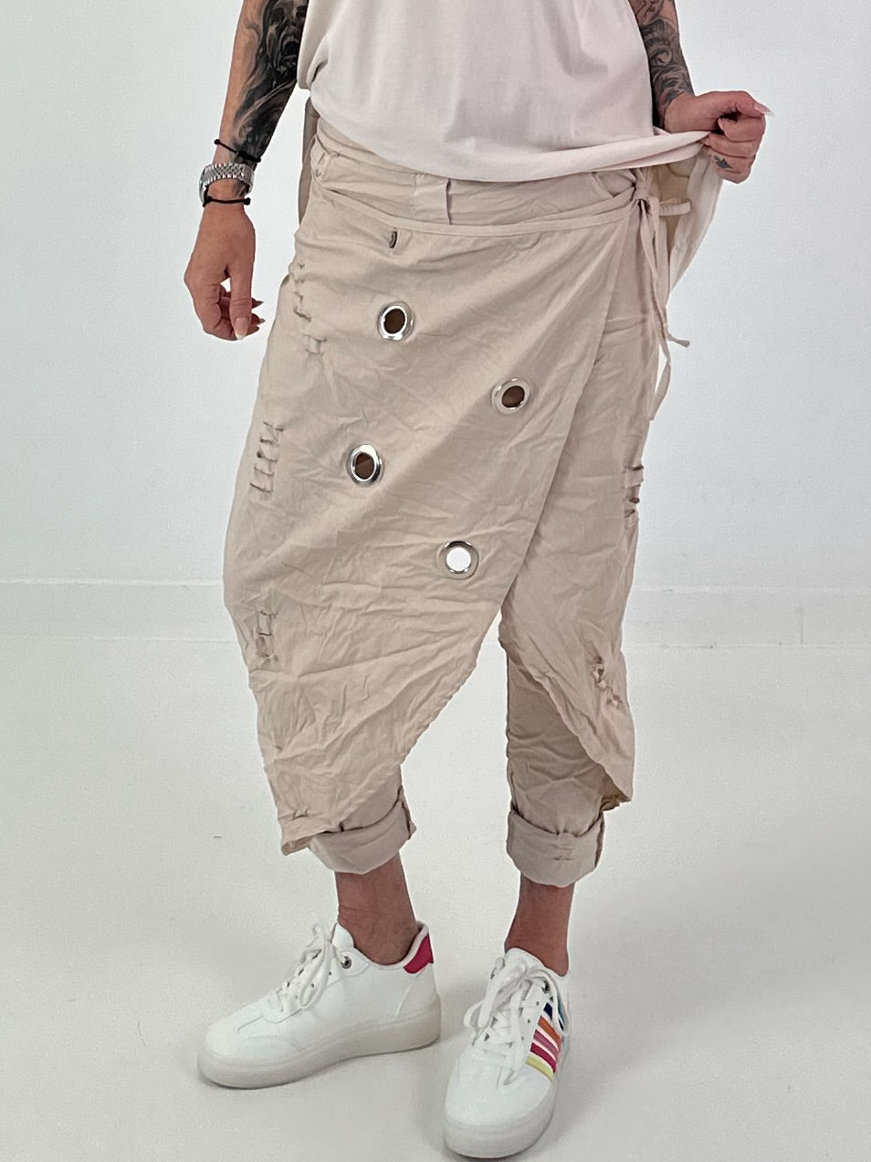 Stylische Hose im Knit-Look - beige
