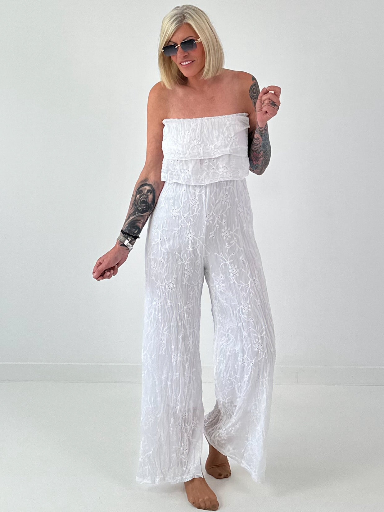 Romantischer Sommer Overall - weiss