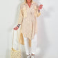 Long linen blouse with broderie anglaise - beige