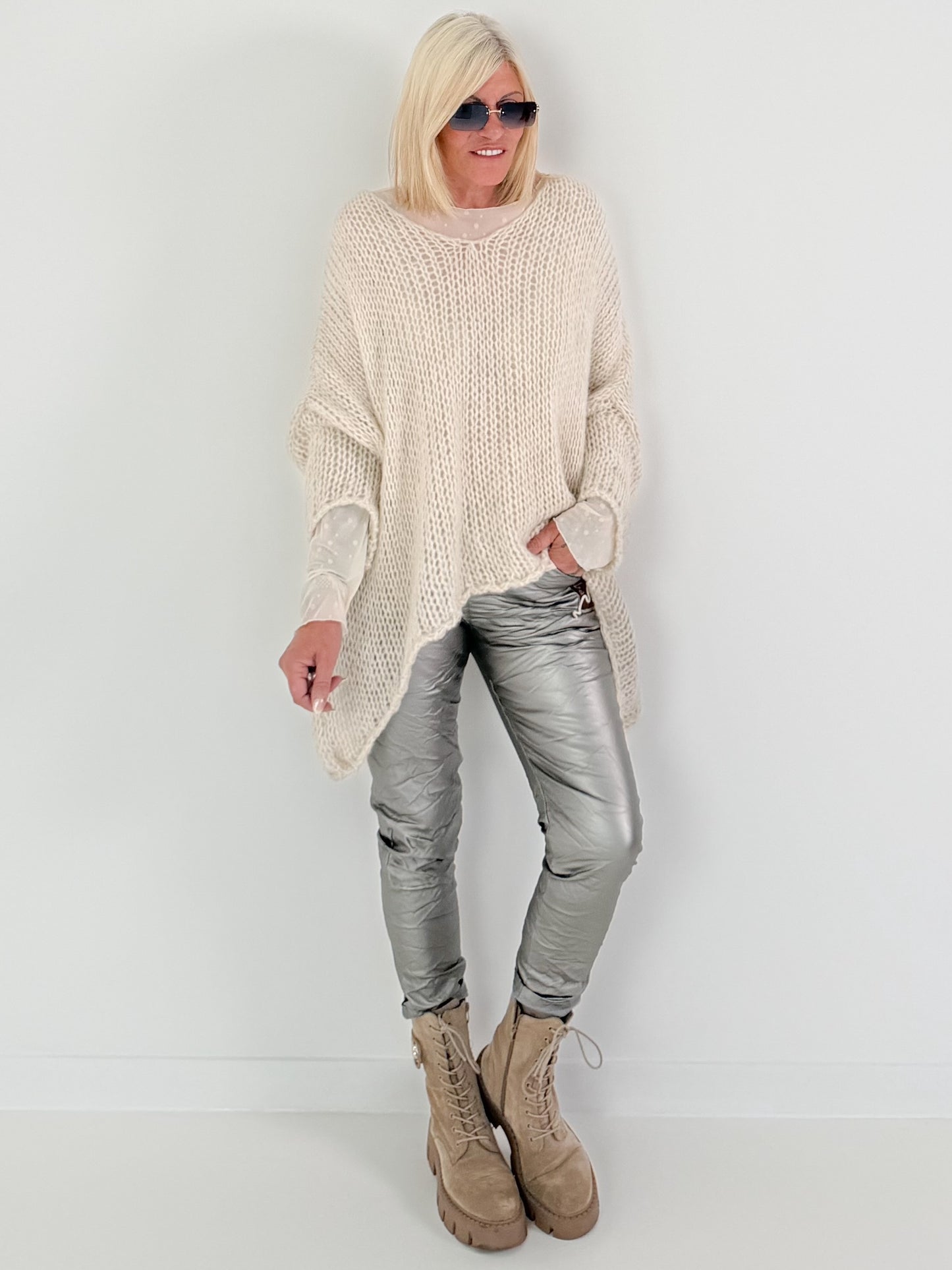 Soft Oversized Chunky Knit Sweater - beige