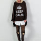 Oversized shirt model "KEEP CALM" - coffee