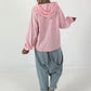 Hoodie mit V-Neck - rosa