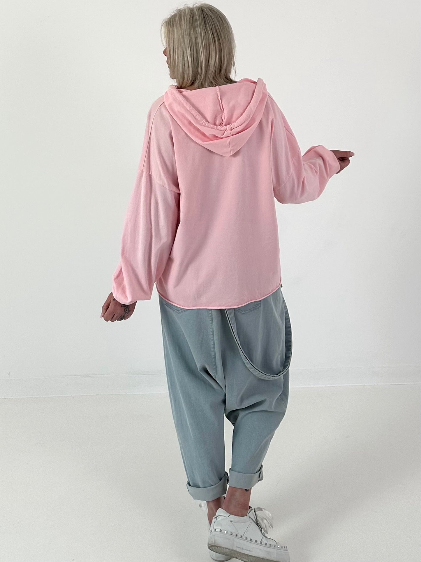 Hoodie mit V-Neck - rosa