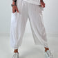 Balloon Linen Trousers with Fringe Details - taupe