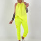 Pants with crocheted flowers - neon yellow
