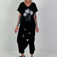 T-shirt with glitter palm trees - black