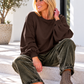 Balloon sweater with ruched sleeves - mocha