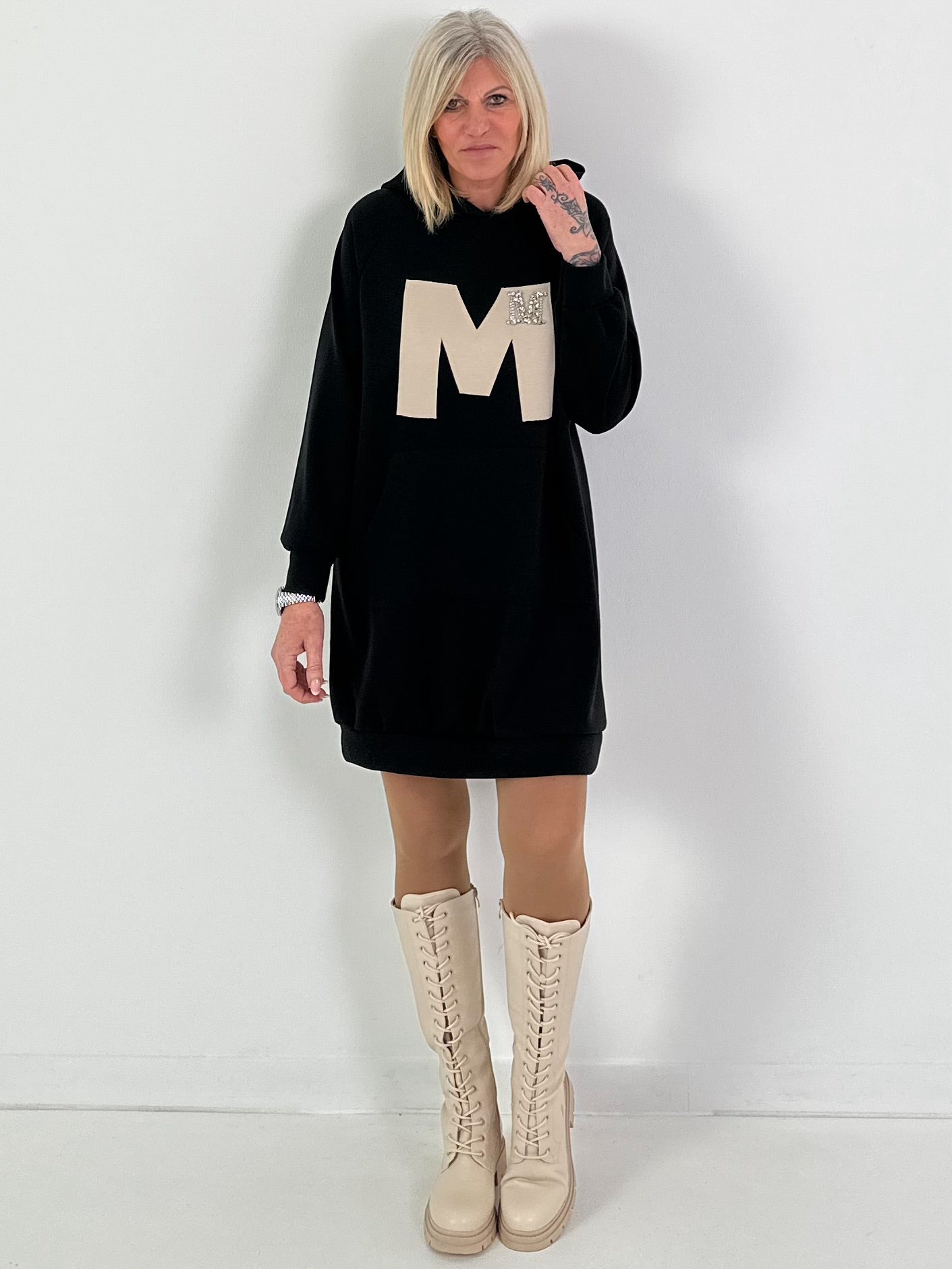 Long Hoodie/Kleid Modell "Edition M" - schwarz