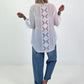 Blouse with sequins and crochet details - white