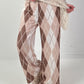 Hose mit Rautenmuster - beige-braun-weiss