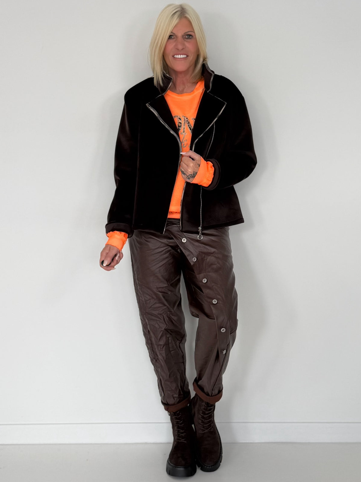 Biker Jacke - mokka