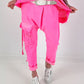 Baggy Hose mit aufgesetzter Cargo Tasche - neonpink