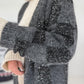 Strickmantel mit Pailletten - anthrazit