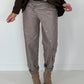 Vegane Lederhose Knopfleiste quer - taupe