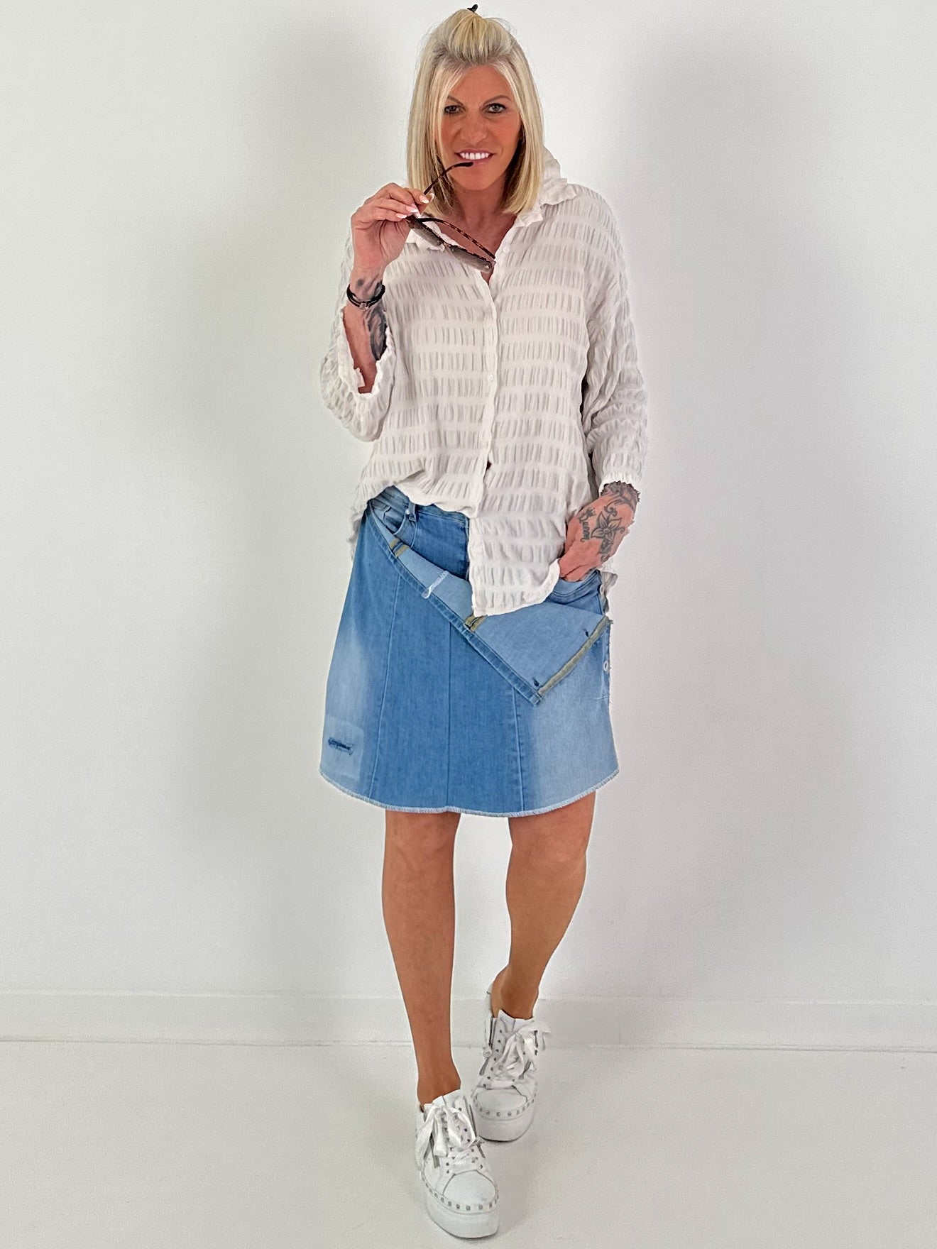 Strukturierte Bluse - beige