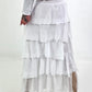 Long skirt with ruffles - white