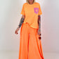 T-shirt with glitter patch - neon orange