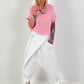 Summer knit sweater with short sleeves - pink