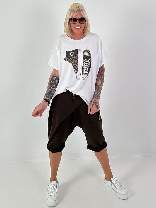 T-Shirt Chucks - weiss-dunkelbraun