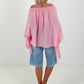 Tunic with side ruffles - pink