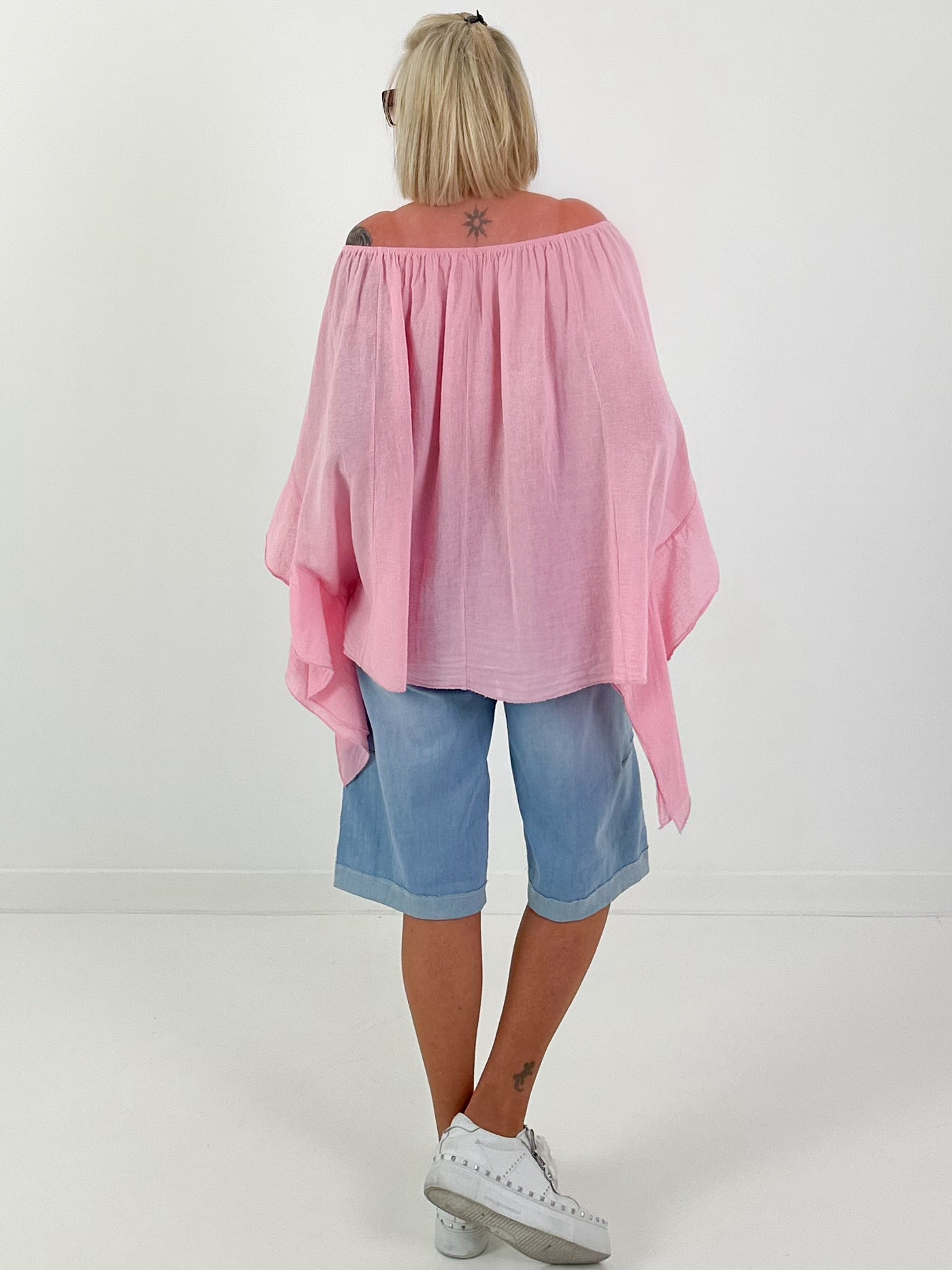 Tunic with side ruffles - pink