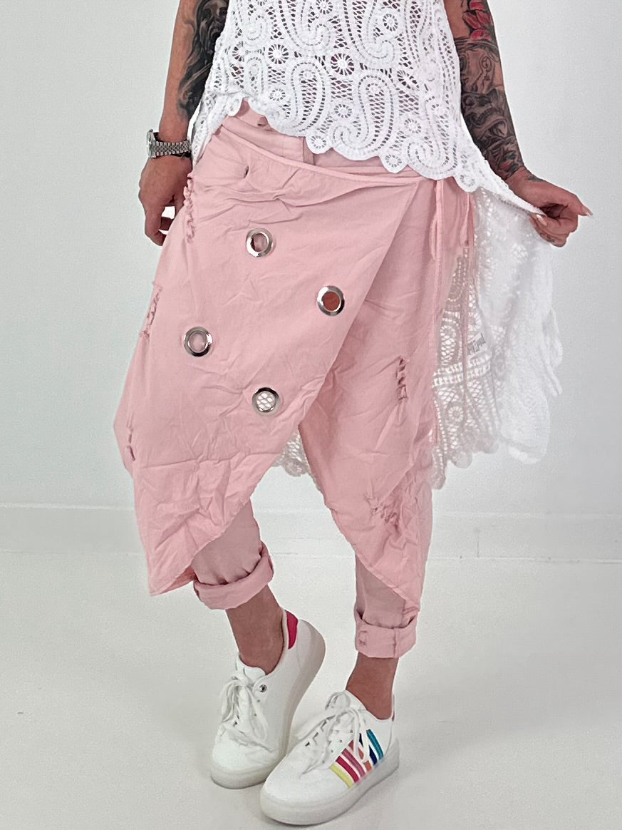 Stylische Hose im Knit-Look - rosa