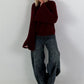 Weicher Pullover mit stylischen Trompetenärmeln - burgunda