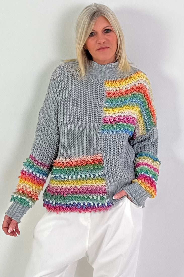 Pullover Modell "Rainbow Dream Knit" - grau