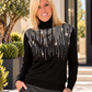 Rollkragenpullover mit Pailletten - schwarz