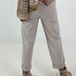 Hose mit elastischem Bund und Knopfdetails - beige