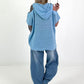 Linen shirt with off-shoulder cut-outs - light blue