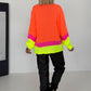 Pullover mit V-Ausschnitt - neonorange-mehrfarbig