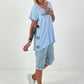 T-shirt with side eyelets - light blue