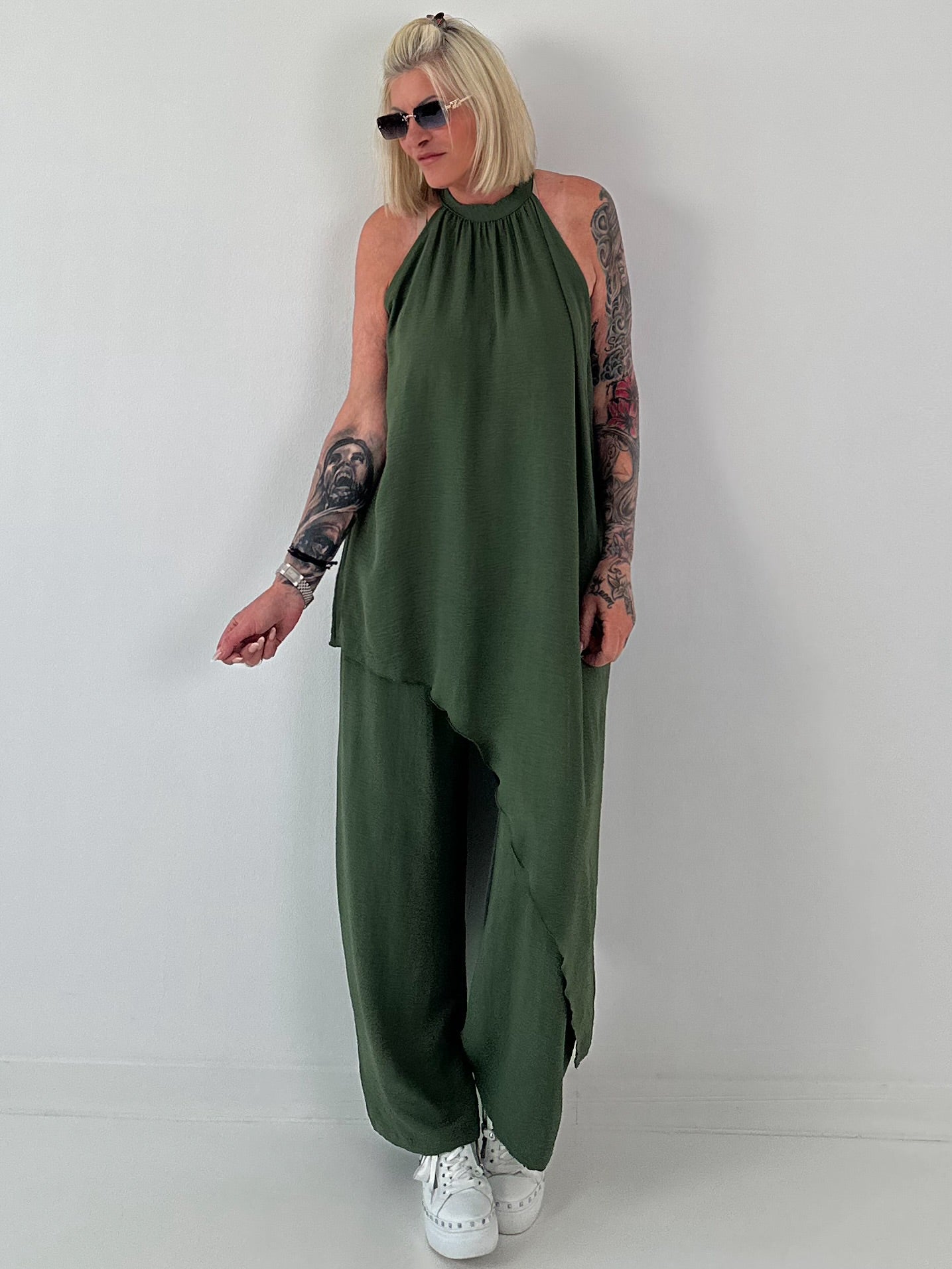 Leichter Zweiteiler asymmetrisch - khaki