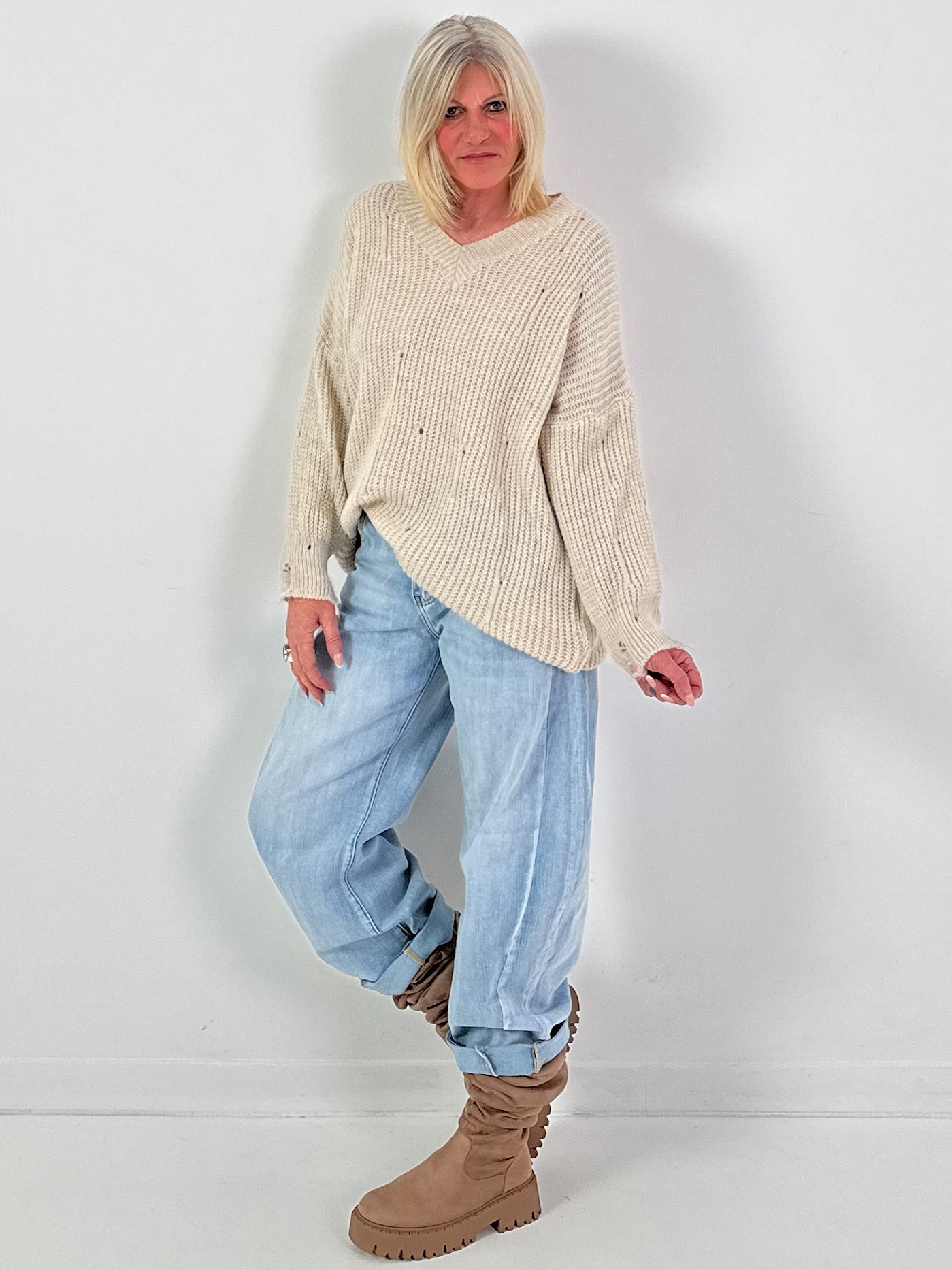 Trui model "Raw Rib" - beige