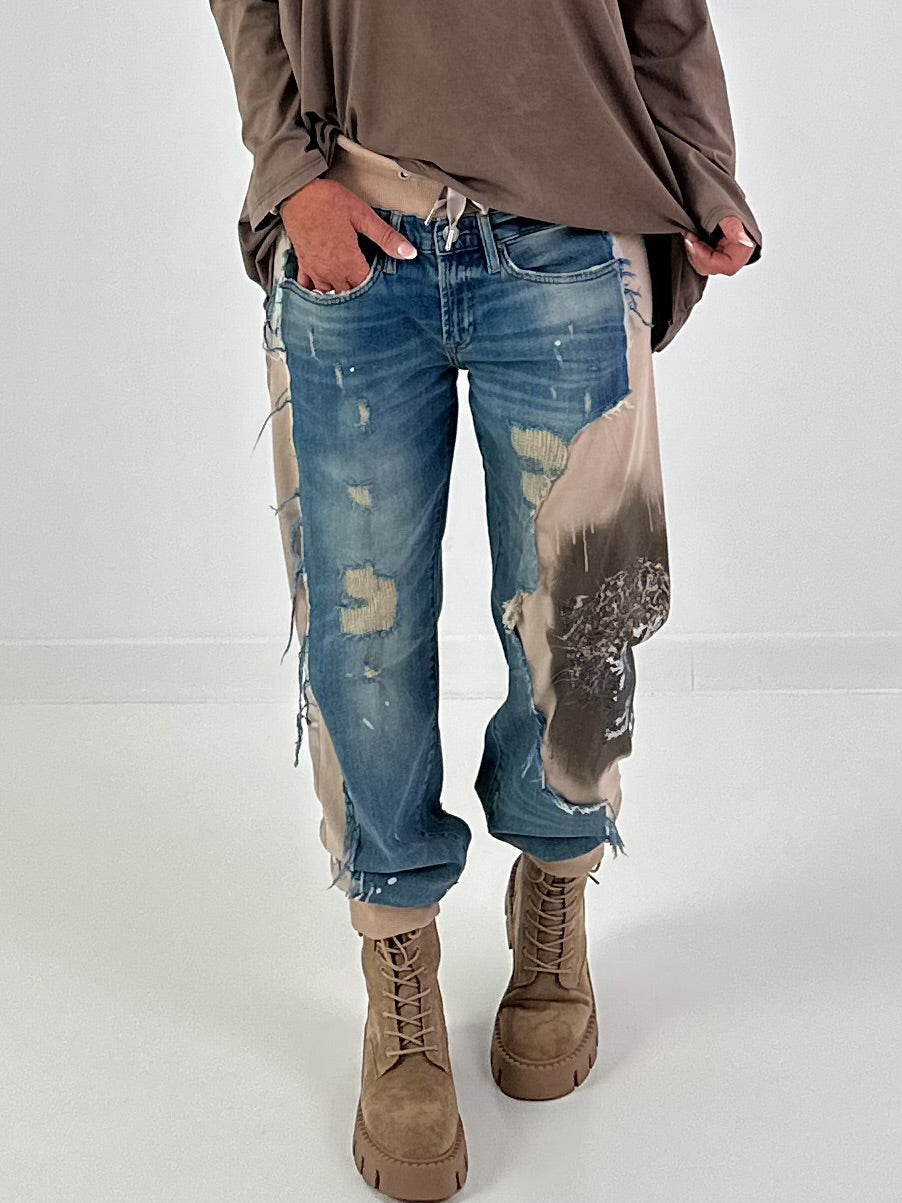 Jogg-Jeans im used Look Royal Leopard - denim