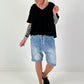 Ruched Hem T-Shirt - Black