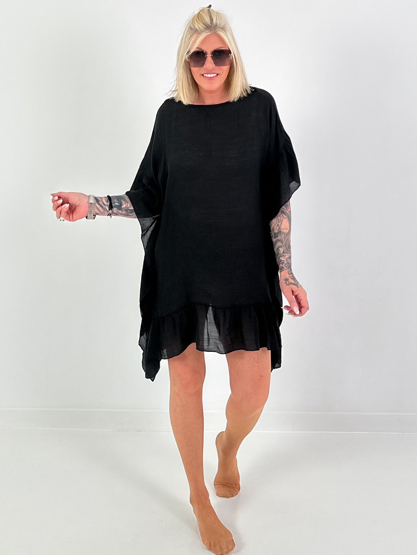 Ibiza Tunic with Crochet Insert - Black