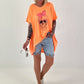 Oversized Shirt Skull - neonorange
