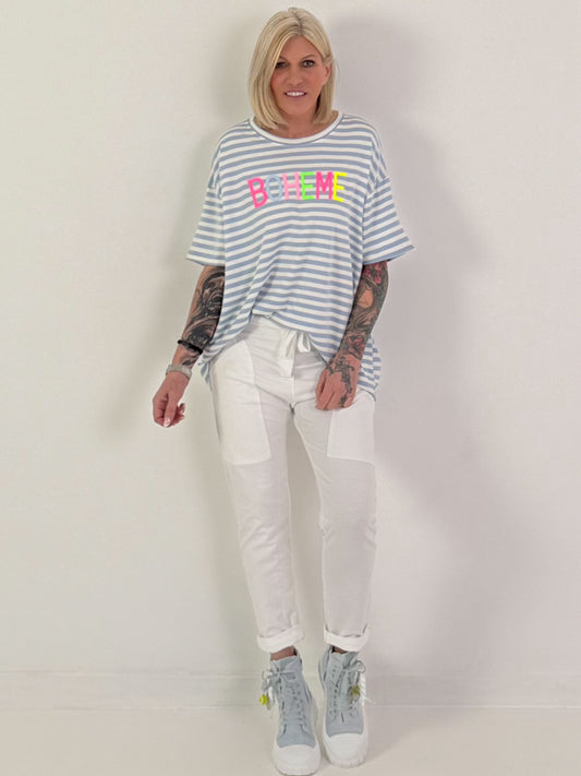 T-Shirt Boheme - hellblau-weiss