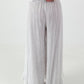 Wide Trousers with Tie Ruffle - White