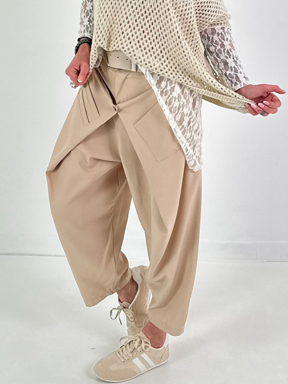 Hose mit Überwurf - beige